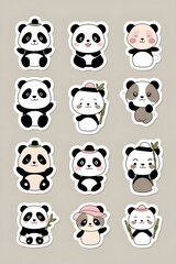 Adorable Panda Stickers Collection: Cute Cartoon Animal Illustrations for Decoration, Scrapbooking, and More