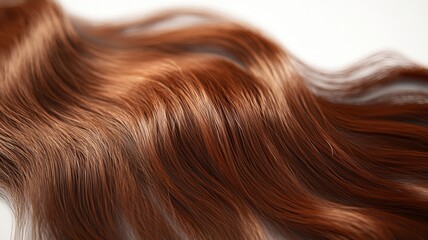 Naklejka premium Brown hair strand,silky healthy chestnut wavy hair strand on white background,hair wavy ribbon, with smooth texture and vibrant shine,brunette hairpiece,hairy ribbon,chignon hair extension.