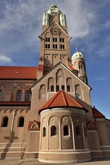 Obraz premium Church built in neo-Romanesque style Upper Silesia, Nowy Bytom, Poland.