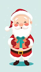 santa claus with gift box.  Santa's friendly expression and the carefully presented gift create a feeling of anticipation and excitement. 