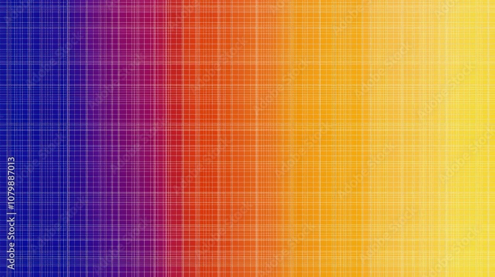 Poster vibrant gradient background with mesh grid pattern displaying a transition from blue to orange and y