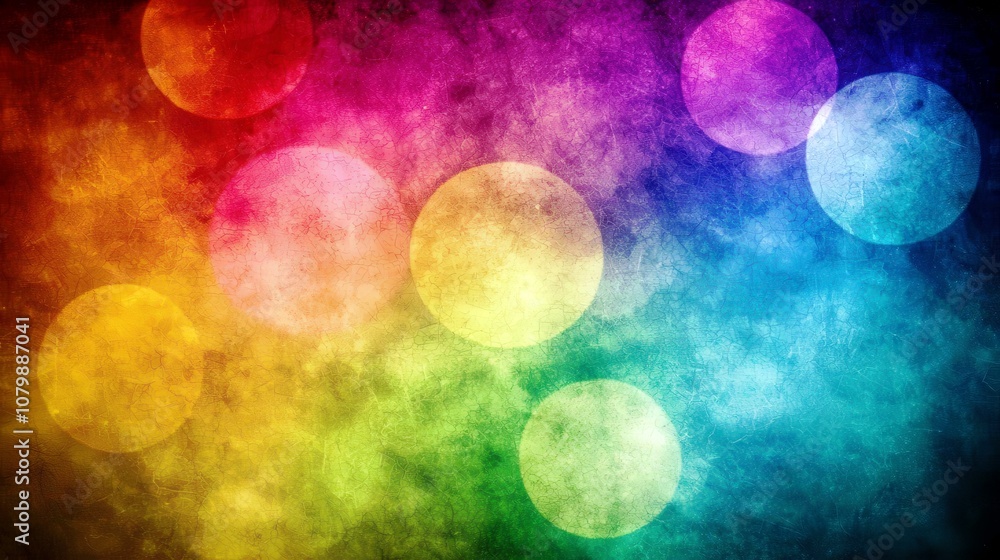 Poster vibrant abstract background with colorful bokeh circles and soft texture for creative design, wallpa