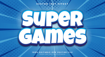 Super games 3d editable Text effect Template with modern style