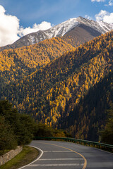 Snow mountains in the west of Sichuan province, Daerpu area, Xiaojin County, Ngawa Tibetan and...