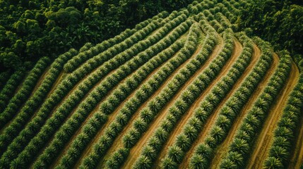 Pineapple plantation in Costa Rica, organized rows with ripe pineapples ready for harvest.