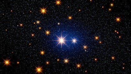 Obraz premium Night sky with stars sparkling on black background; abstract cosmos pattern; 3d illustration