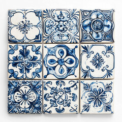 Ceramic tile with intricate patterns. isolated on transparent background