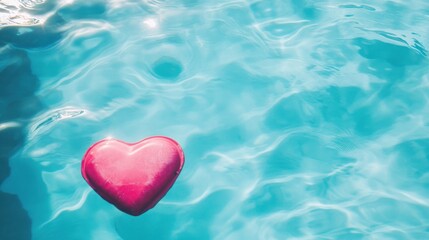 Fototapeta premium Pink Heart Floating in a Pool