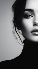 Fototapeta premium Captivating Minimalist Portrait Emphasizing a Woman s Elegant Beauty and Powerful Gaze