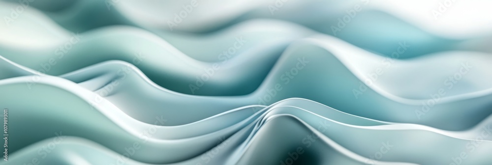 Poster serene waves of technology - minimalistic gradient background with flowing curves in blue and green 