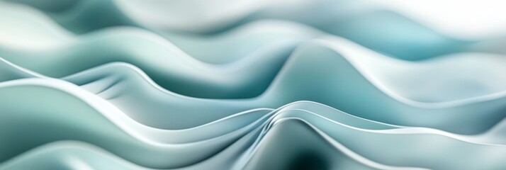 Obraz premium Serene Waves of Technology - Minimalistic Gradient Background with Flowing Curves in Blue and Green Tones