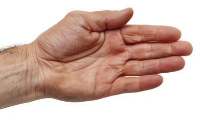 Index finger and thumb pinch gesture, holding something little, tiny, hand sign on white transparent background
