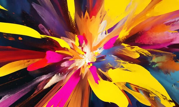 Abstract explosion of vibrant colors and bold brush strokes creating a dynamic and energetic visual experience that evokes creativity and emotion.