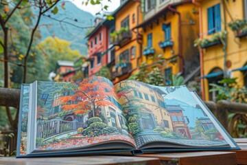 Obraz premium autumn landscape drawing.