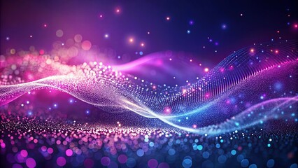 Obraz premium Abstract Digital Flow of Glowing Particles with Blurred Lights in a Vibrant Purple and Blue Hue