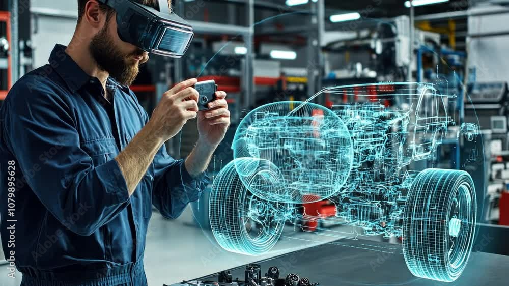 Poster ar technology for vehicle inspection: technicians using augmented reality diagnostics to improve eng