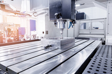Metal machine tools industry. CNC turning milling factory processes steel turbine part process