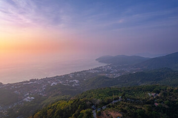 Panorama aerial top view Kata beach of Phuket, travel in Thailand