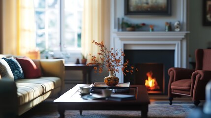 Cozy Living Room with Fireplace