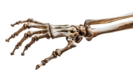 Human hand skeleton on white transparent background

