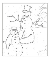 Cute Snowman Coloring Page - Winter Vibes Season