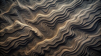 Abstract Wavy Pattern of Intersecting Lines in Relief on a Textured Surface