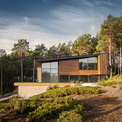 Modern Wood and Glass House in Forest Setting