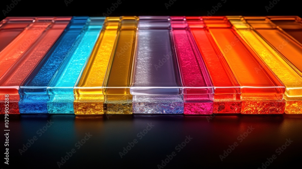 Aufkleber colorful transparent bars arranged in a gradient pattern.