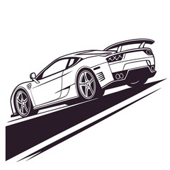 Silhouette sports car vector Illustration 