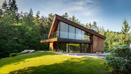Modern Wood and Glass House in Forest Setting