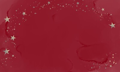 クリスマスカード★シンプルでカッコイイ♫グラデーションの星フレームと透明水彩の背景