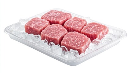 Fresh Raw Steak on Ice