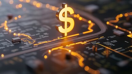 Detailed Road Map Design Featuring a Dollar Sign Symbolizing Financial Investment and Economic Journey Pathways
