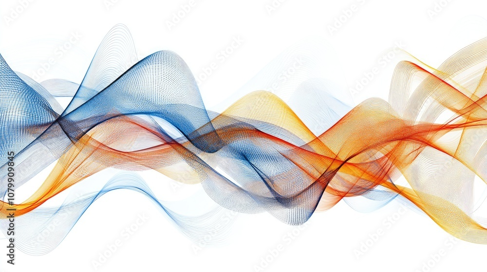 Poster abstract wavy lines in vibrant colors on a white background, creating a flowing and dynamic minimali