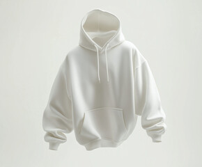 Black White Hoodie Mockup with Soft Texture Floating on White Background 