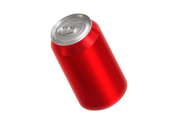 Red soda aluminum can, transparent background