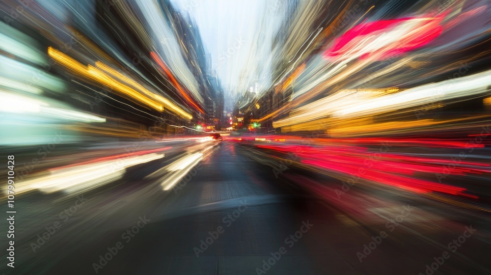 Poster blurred motion effect with diagonal streaks of light, creating a dynamic and abstract background