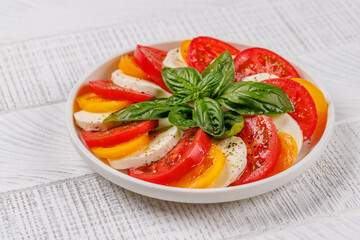 A vibrant and appetizing display of Caprese antipasti