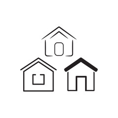 real estate home and house building apartment logo icon outline vector art flat design