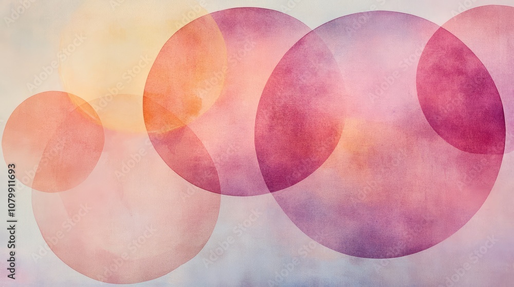 Poster faint watercolor circles layered over a soft gradient background, creating a calm and simple abstrac