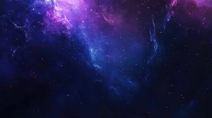 Obraz premium Galaxy background with stars, nebulas, and bright cosmic dust in deep blue and purple tones