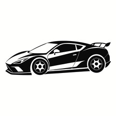 Sports car silhouette vector artwork on white background