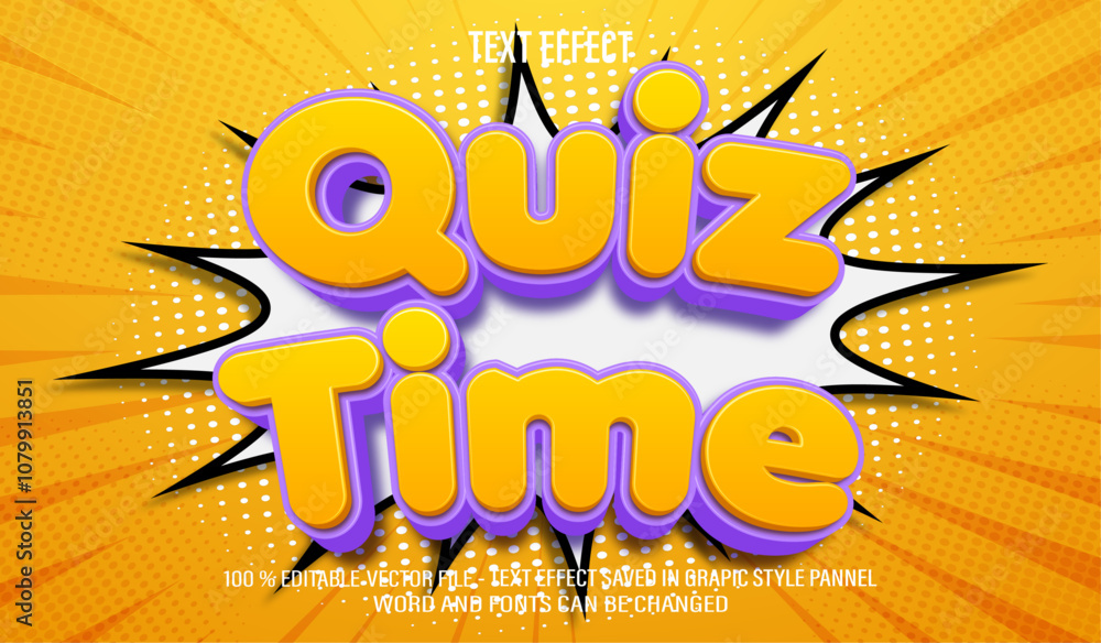 Poster quiz time 3d editable text effect style