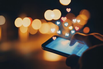 Glowing Hearts and Smartphone in the Dark