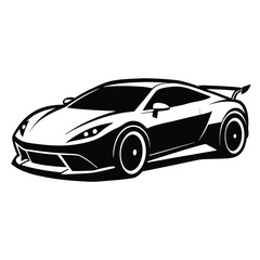 Sports car silhouette vector artwork on white background