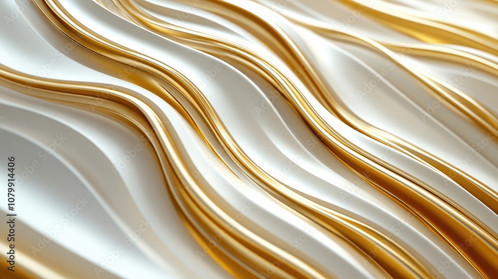 Poster simple wavy lines in gold on a white background, creating a luxurious and elegant abstract pattern