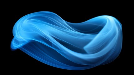 Fototapeta premium A soft, textured blue smoke puff gently spreading, isolated against a dark background