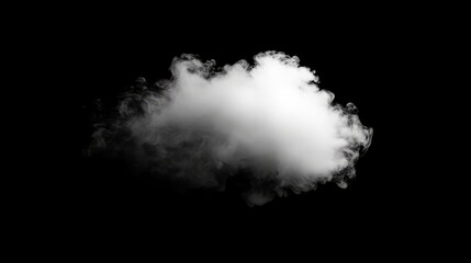 A thick, rounded white cloud with a gentle gradient of light at the top, floating on a black background