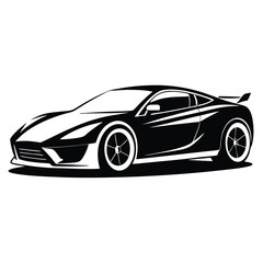 Sports car silhouette vector artwork on white background