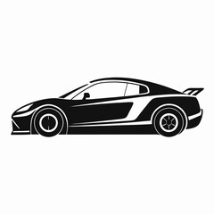 Sports car silhouette vector artwork on white background